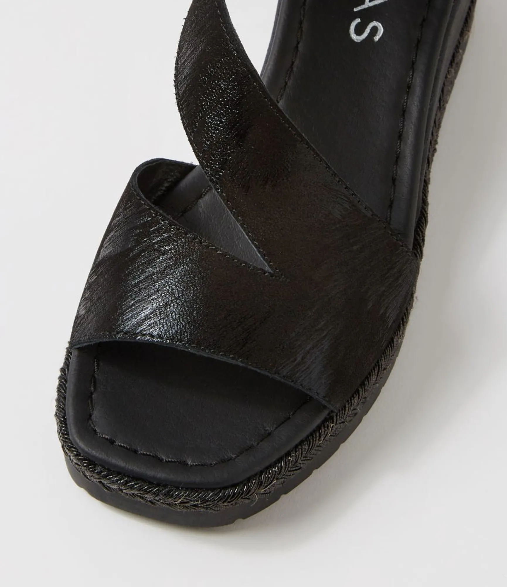 Online Midas Shoes Iddy Black Metallic Scratch Leather Sandals