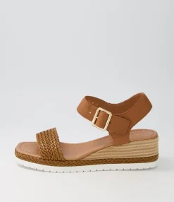 Sale Midas Shoes Imara Dark Tan Weave Leather Sandals