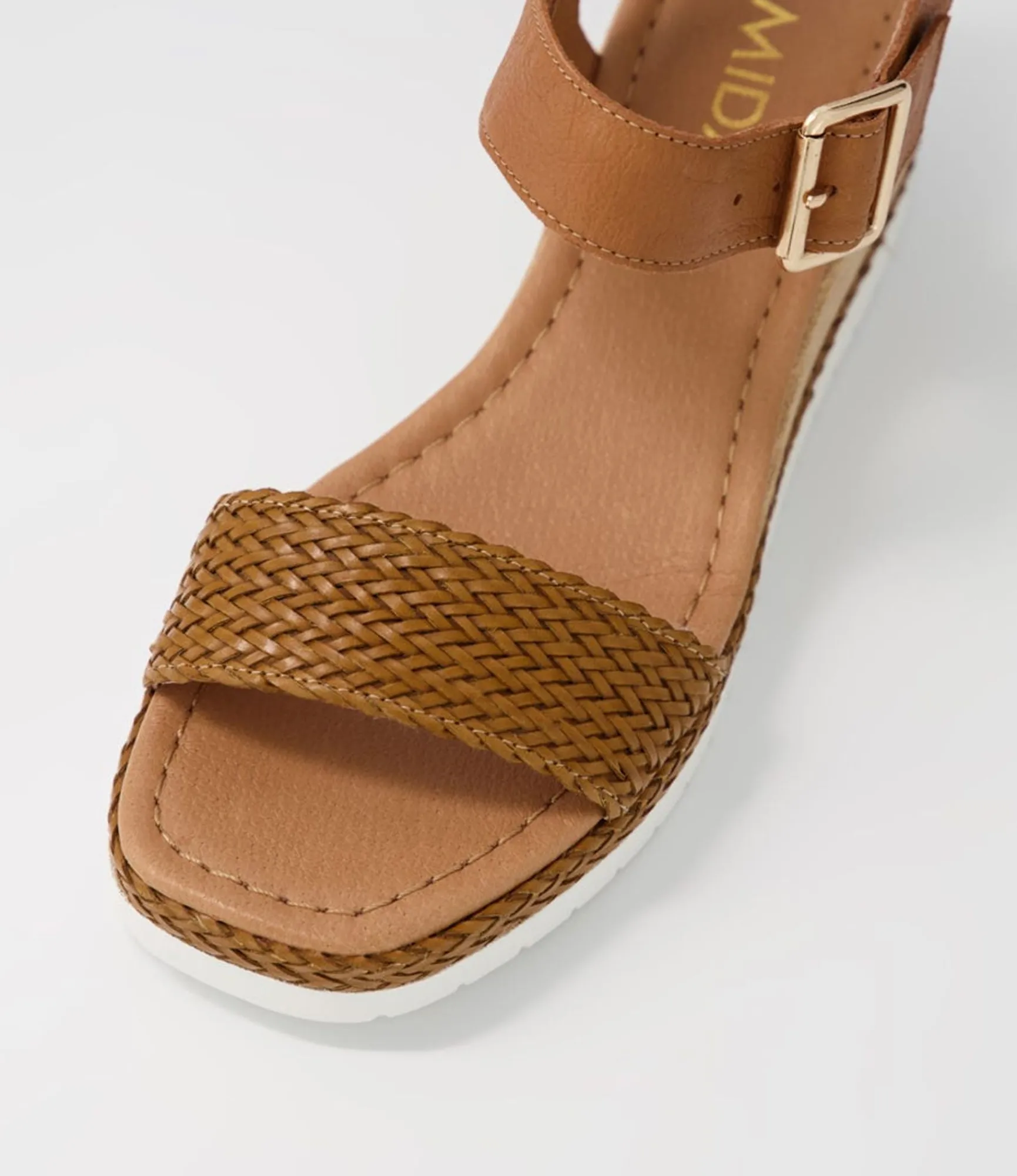 Sale Midas Shoes Imara Dark Tan Weave Leather Sandals