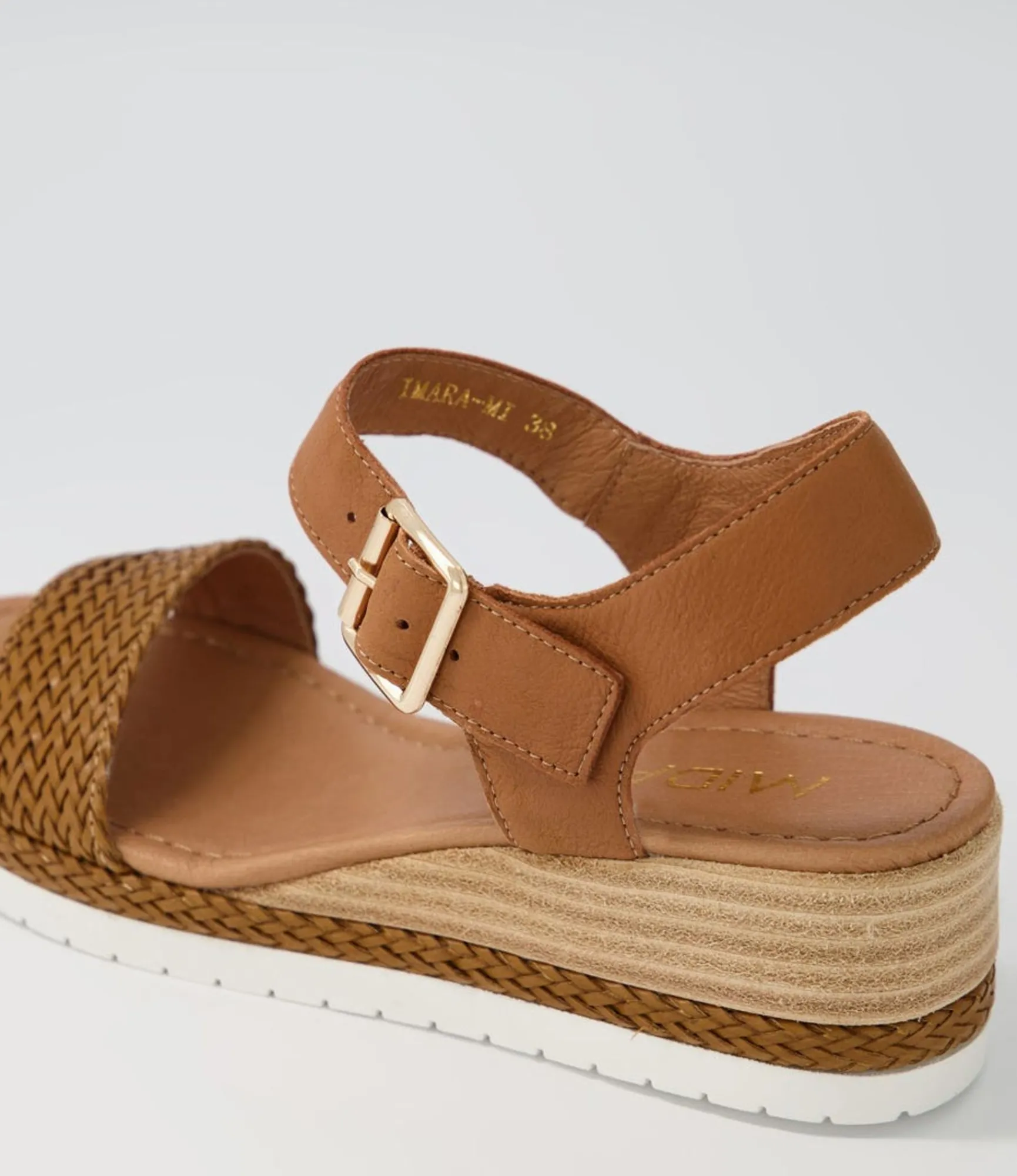 Sale Midas Shoes Imara Dark Tan Weave Leather Sandals