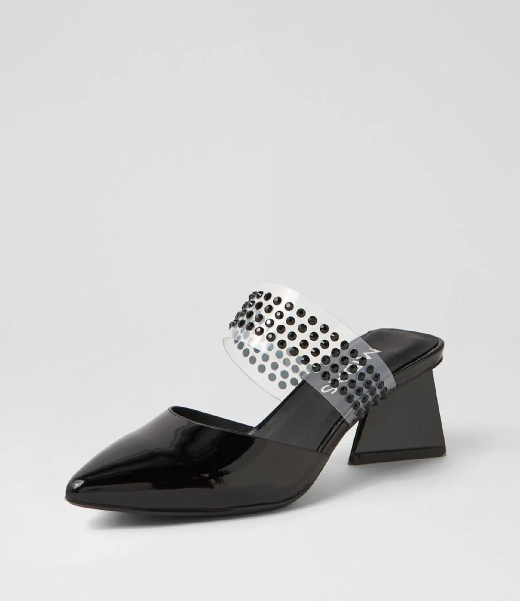 Discount Midas Shoes Inez Black Patent Leather Mules