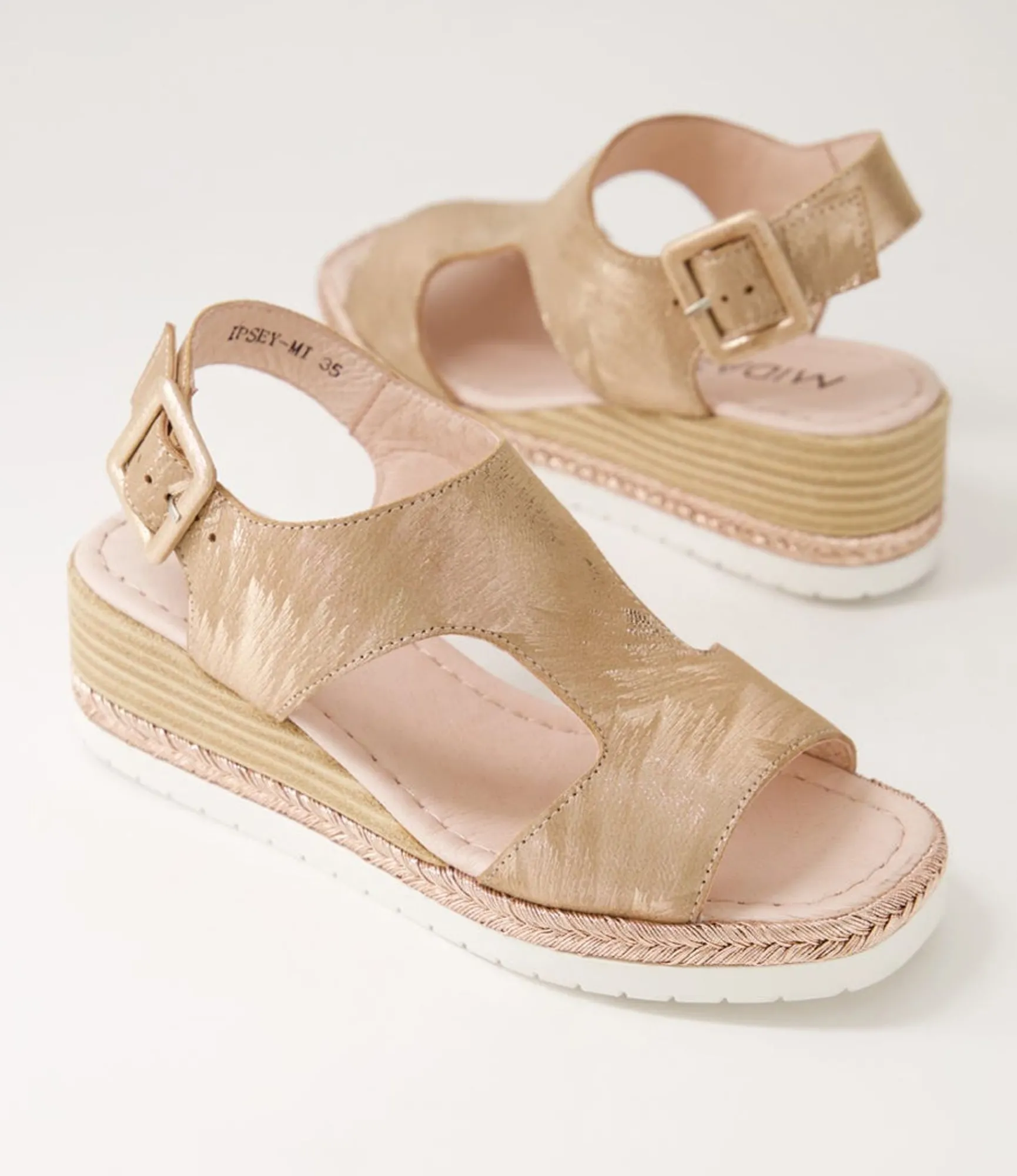 Best Midas Shoes Ipsey Rose Gold Scratch Leather Sandals