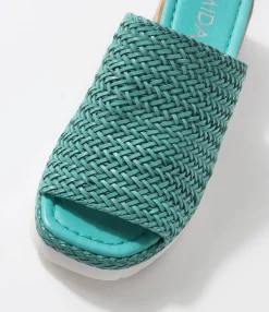 Best Midas Shoes Isha Emerald Weave Leather Slides