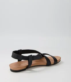 Fashion Midas Shoes Jada Black Leather Sandals