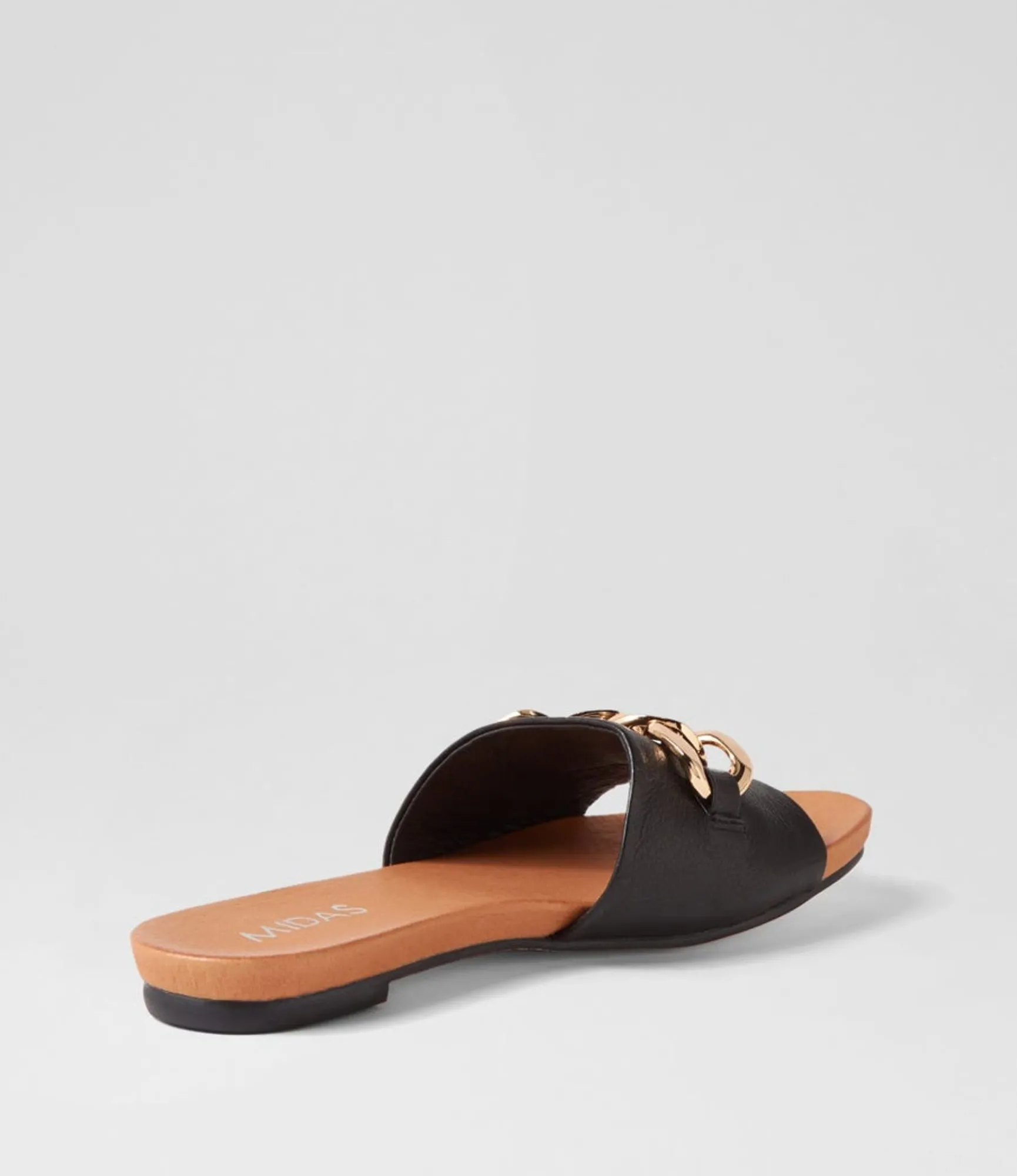 Online Midas Shoes Jaddle Black Leather Slides