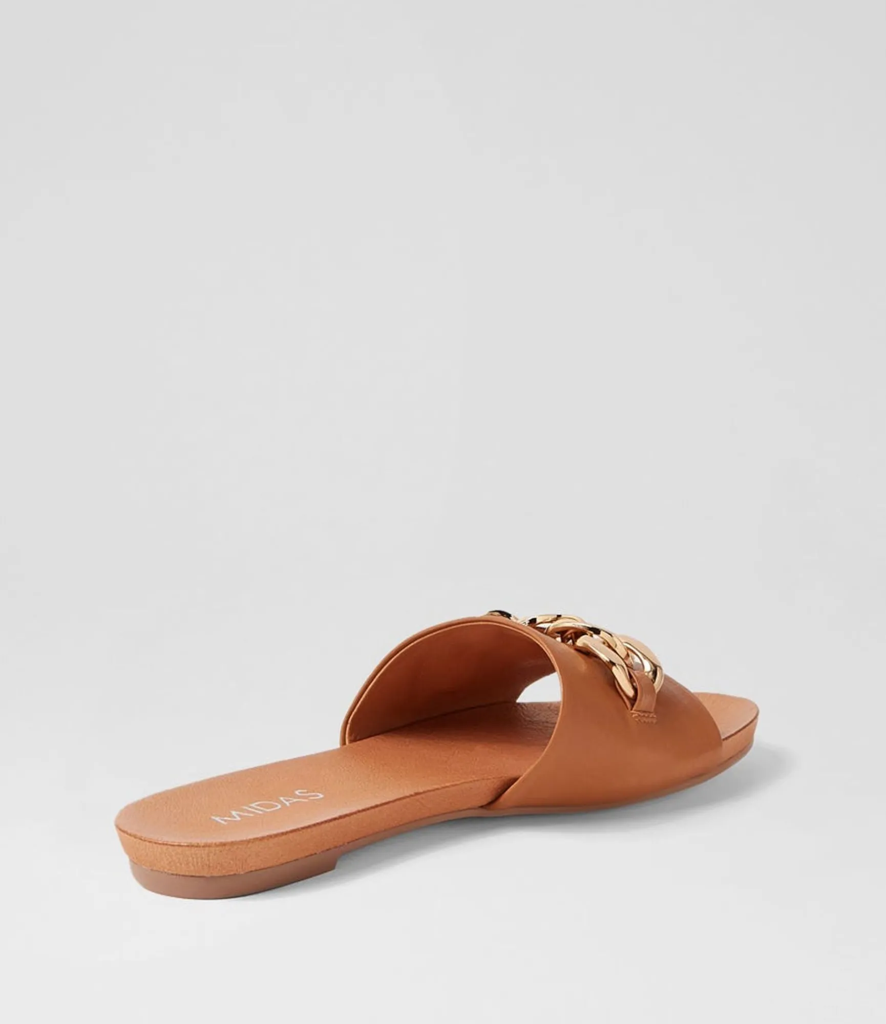 Best Sale Midas Shoes Jaddle Dark Tan Leather Slides