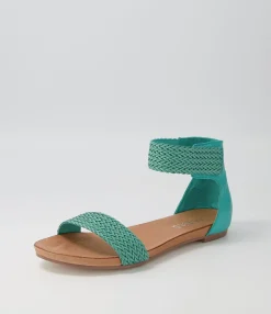 Sale Midas Shoes Jallan Emerald Weave Leather Sandals