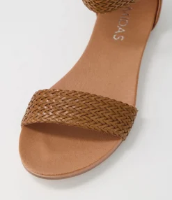Outlet Midas Shoes Jallan Tan Weave Leather Sandals