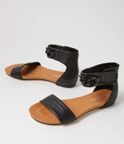 Best Sale Midas Shoes Jazzis Black Leather Sandals