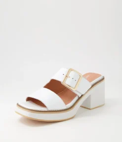 Hot Midas Shoes Jeddal White Leather Slides