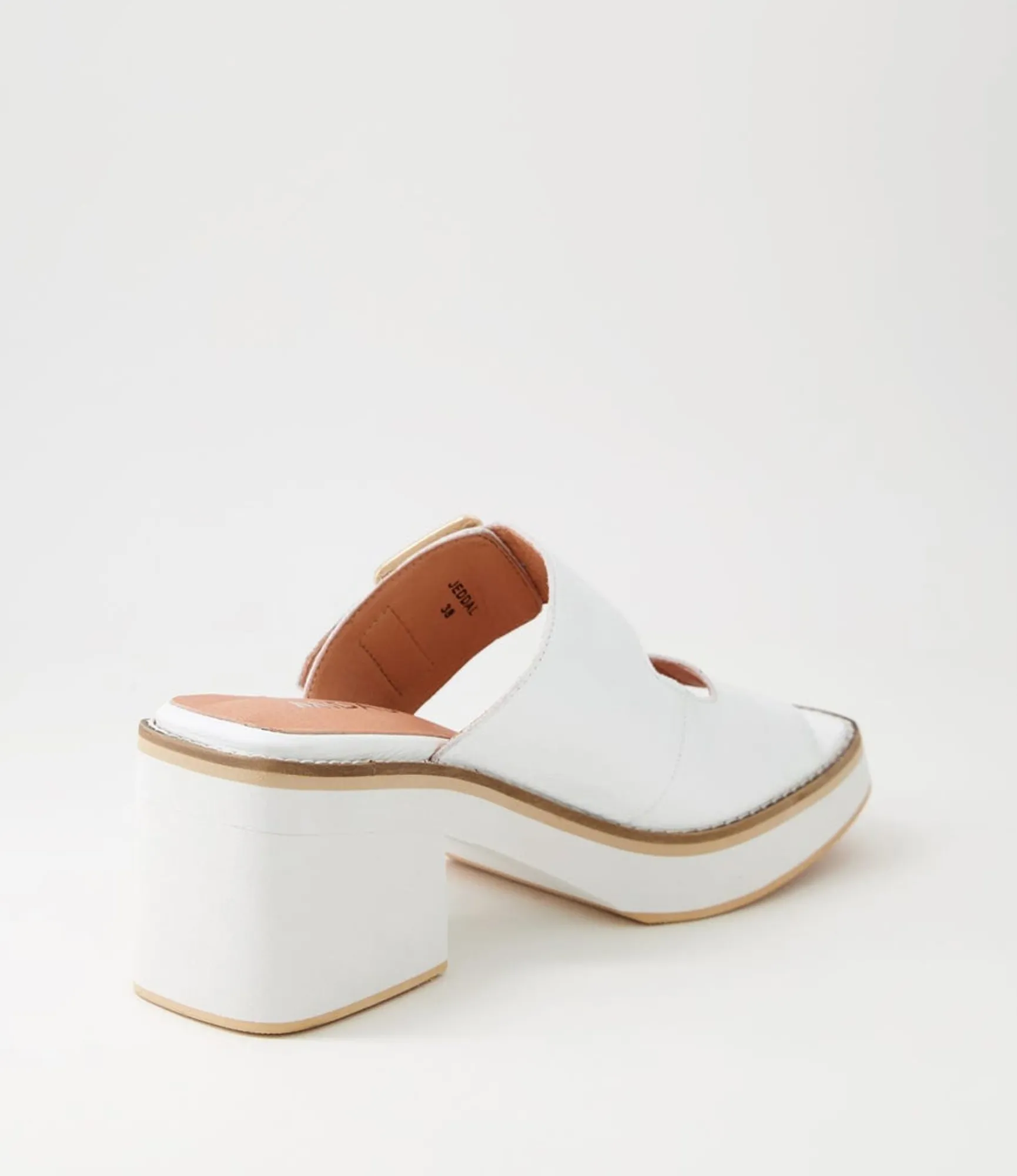Hot Midas Shoes Jeddal White Leather Slides