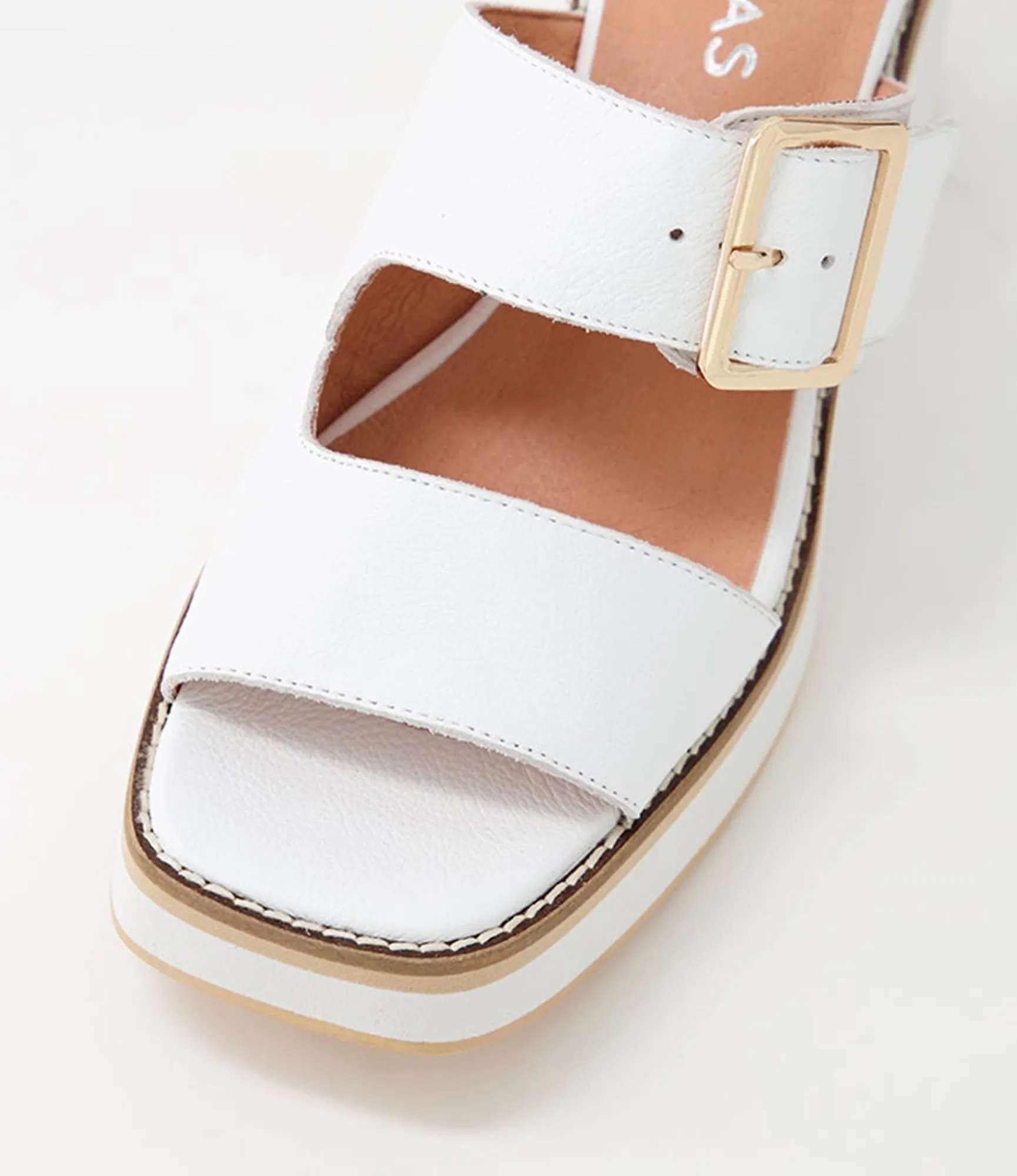 Hot Midas Shoes Jeddal White Leather Slides