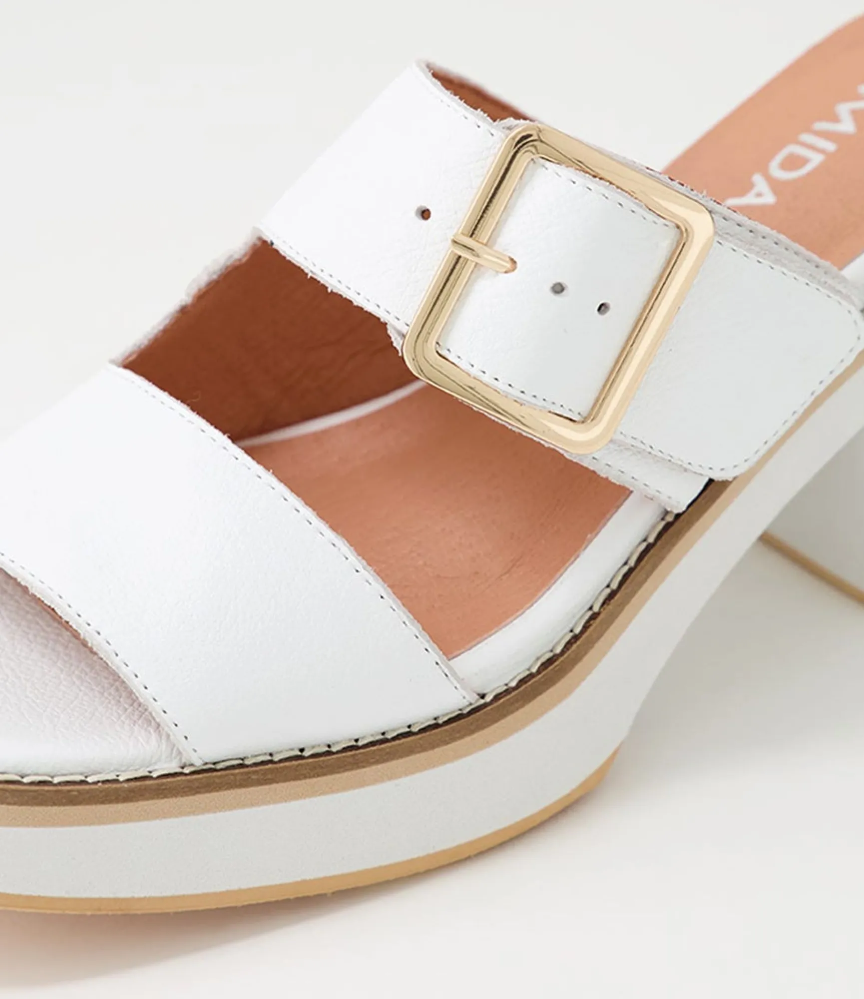 Hot Midas Shoes Jeddal White Leather Slides