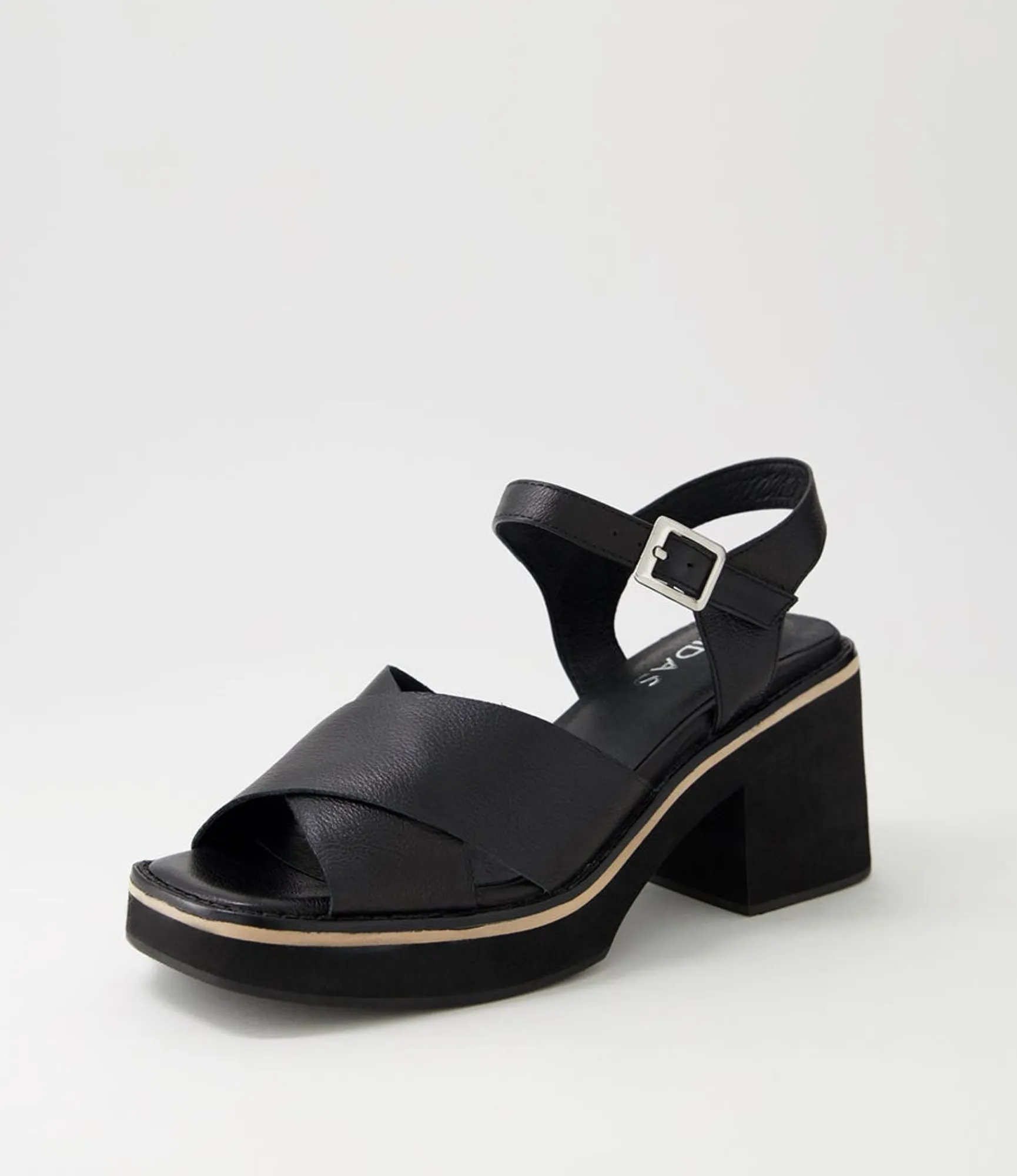 Cheap Midas Shoes Jeddie Black Leather Sandals