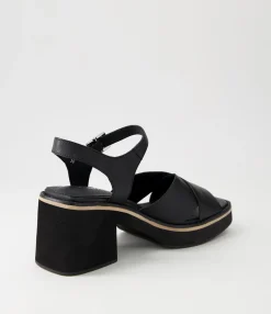 Cheap Midas Shoes Jeddie Black Leather Sandals