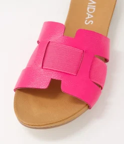 Flash Sale Midas Shoes Jeddles Hot Pink Leather Elastic Slides