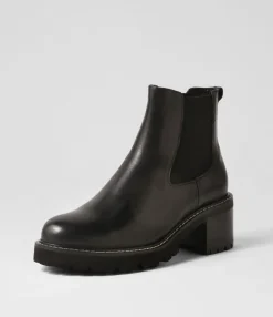 Hot Midas Shoes Jessies Black Leather Elastic Chelsea Boots