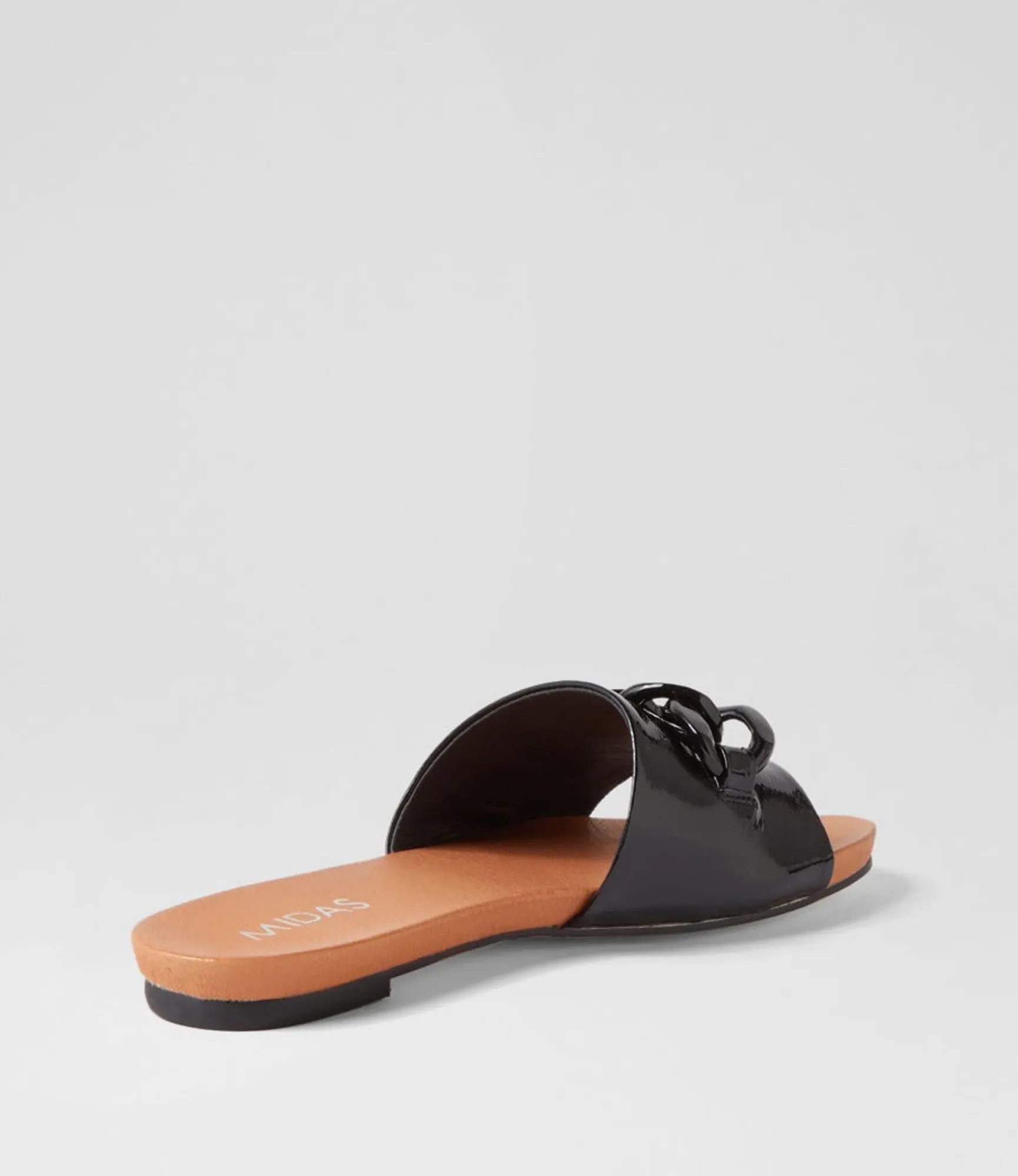 Cheap Midas Shoes Jimble Black Patent Leather Slides