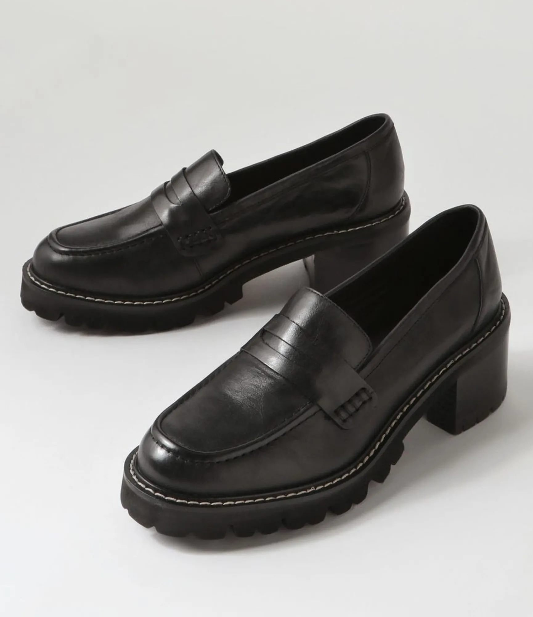 Hot Midas Shoes Jinner Black Leather Heels