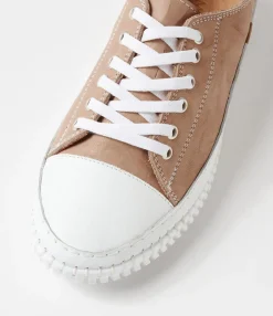 Cheap Midas Shoes Jittery Taupe Leather Sneakers