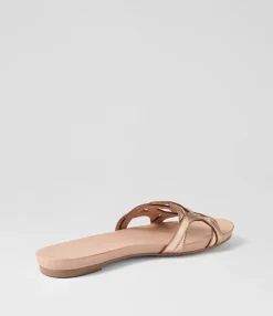 Best Sale Midas Shoes Jollys Pale Rose Gold Leather Slides