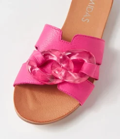 Fashion Midas Shoes Jovis Fuchsia Leather Slides