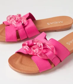 Fashion Midas Shoes Jovis Fuchsia Leather Slides