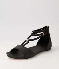 Sale Midas Shoes Juno Black Leather Sandals