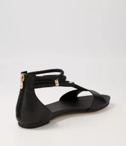 Sale Midas Shoes Juno Black Leather Sandals