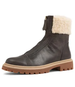 Clearance Midas Shoes Kalaxy Choc Sand Fur Rugged Leather Ankle Boots
