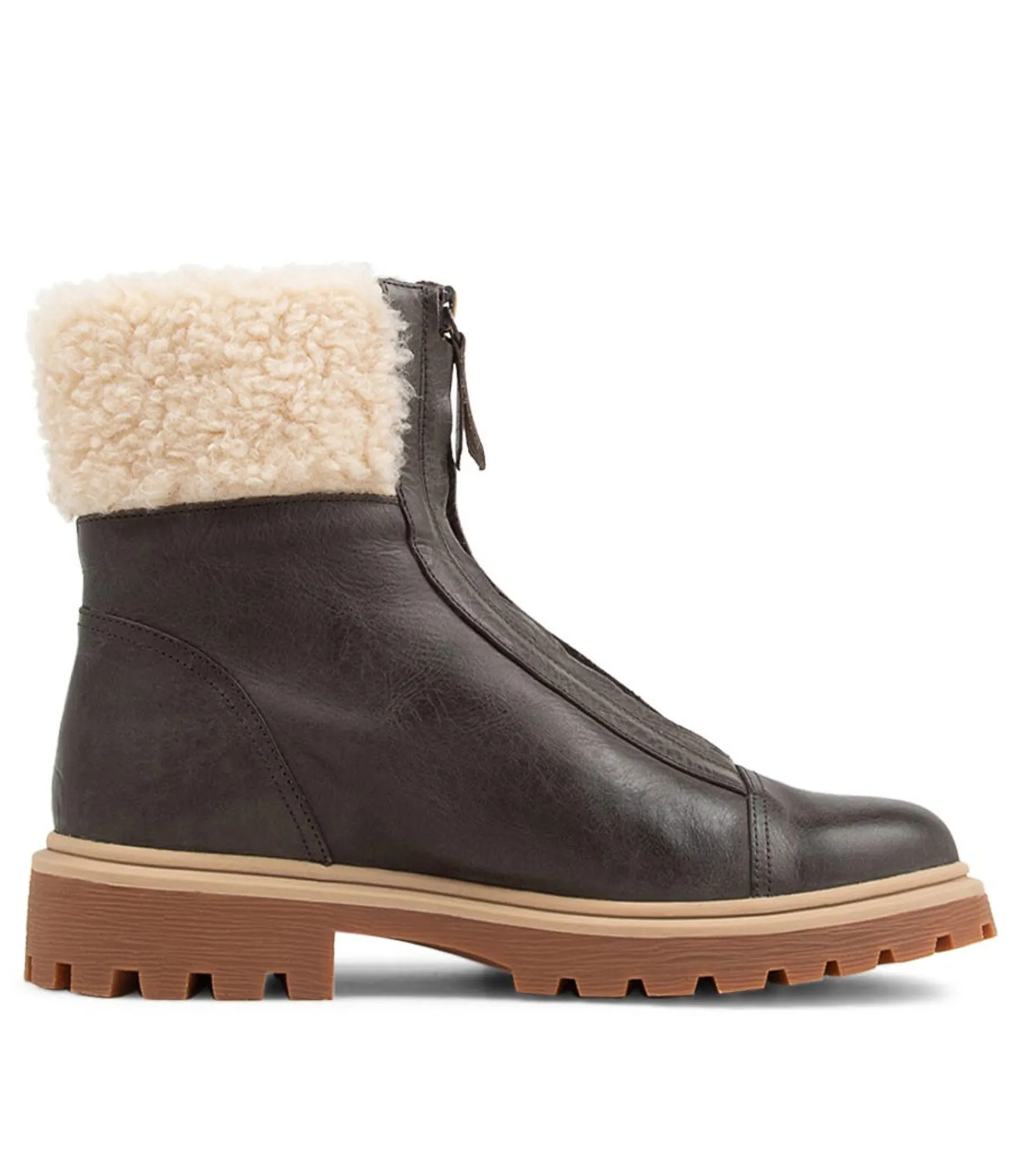 Clearance Midas Shoes Kalaxy Choc Sand Fur Rugged Leather Ankle Boots