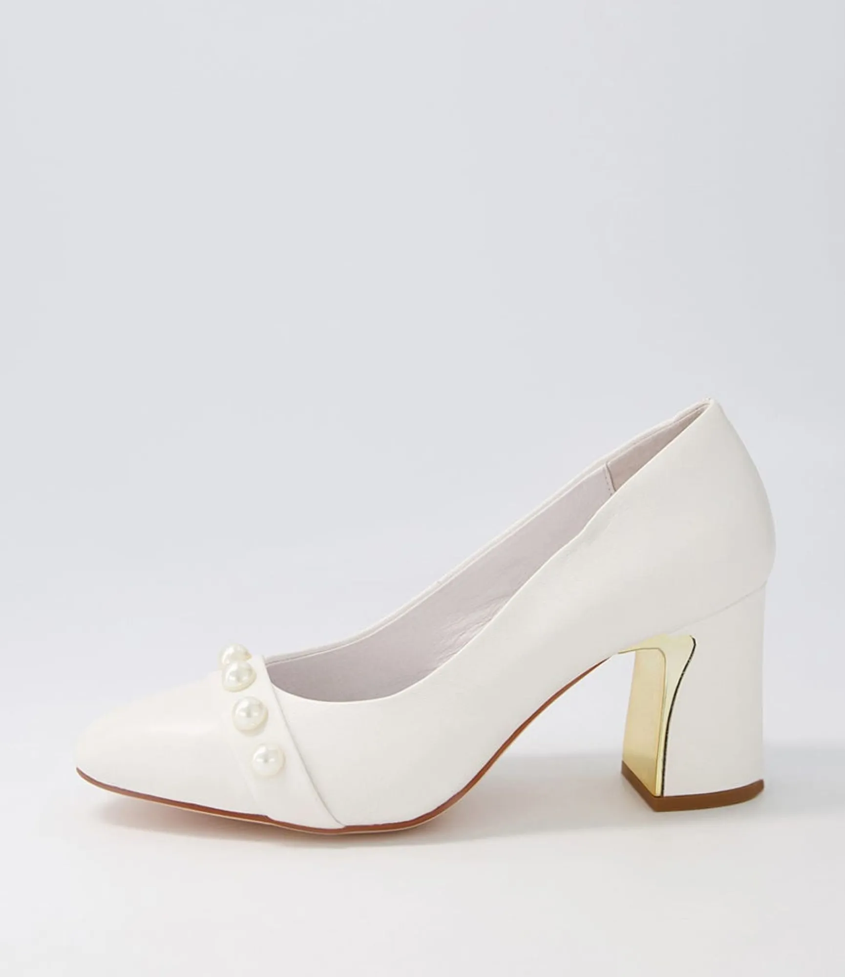 New Midas Shoes Keauty White Leather Heels