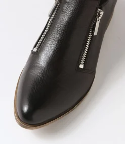 Discount Midas Shoes Koller Black Leather Flat Shoes