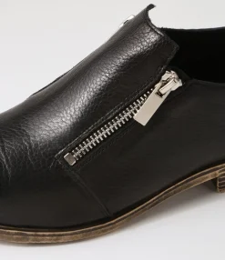 Discount Midas Shoes Koller Black Leather Flat Shoes