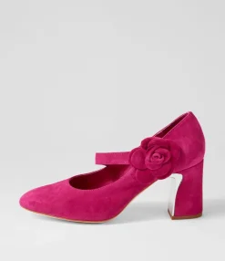 Store Midas Shoes Kramer Fuchsia Suede Mary Jane Heels