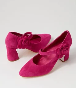 Store Midas Shoes Kramer Fuchsia Suede Mary Jane Heels
