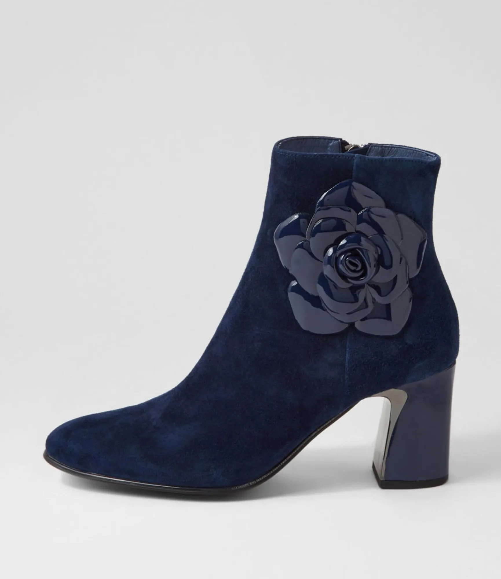 Clearance Midas Shoes Krysha Navy Suede Patent Ankle Boots
