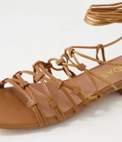 Clearance Midas Shoes Kylar Dark Tan Leather Sandals