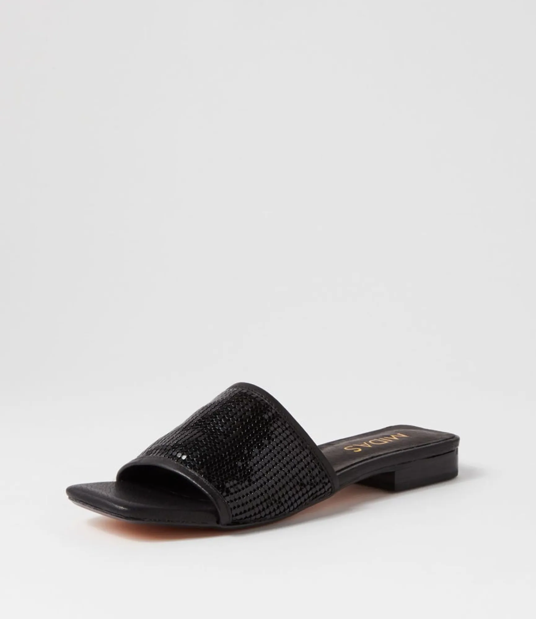 Best Sale Midas Shoes Kyli Black Metal Leather Slides