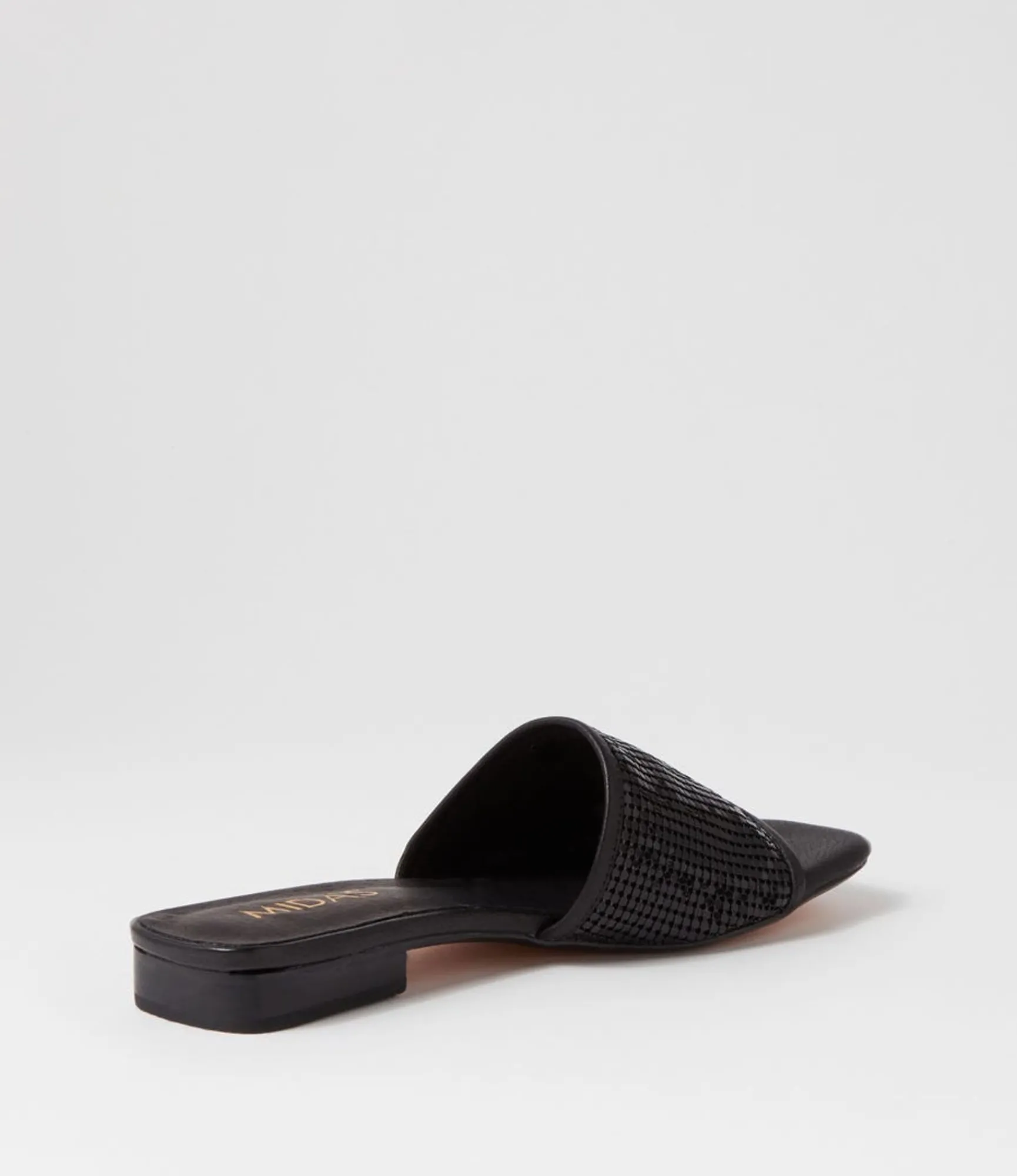 Best Sale Midas Shoes Kyli Black Metal Leather Slides