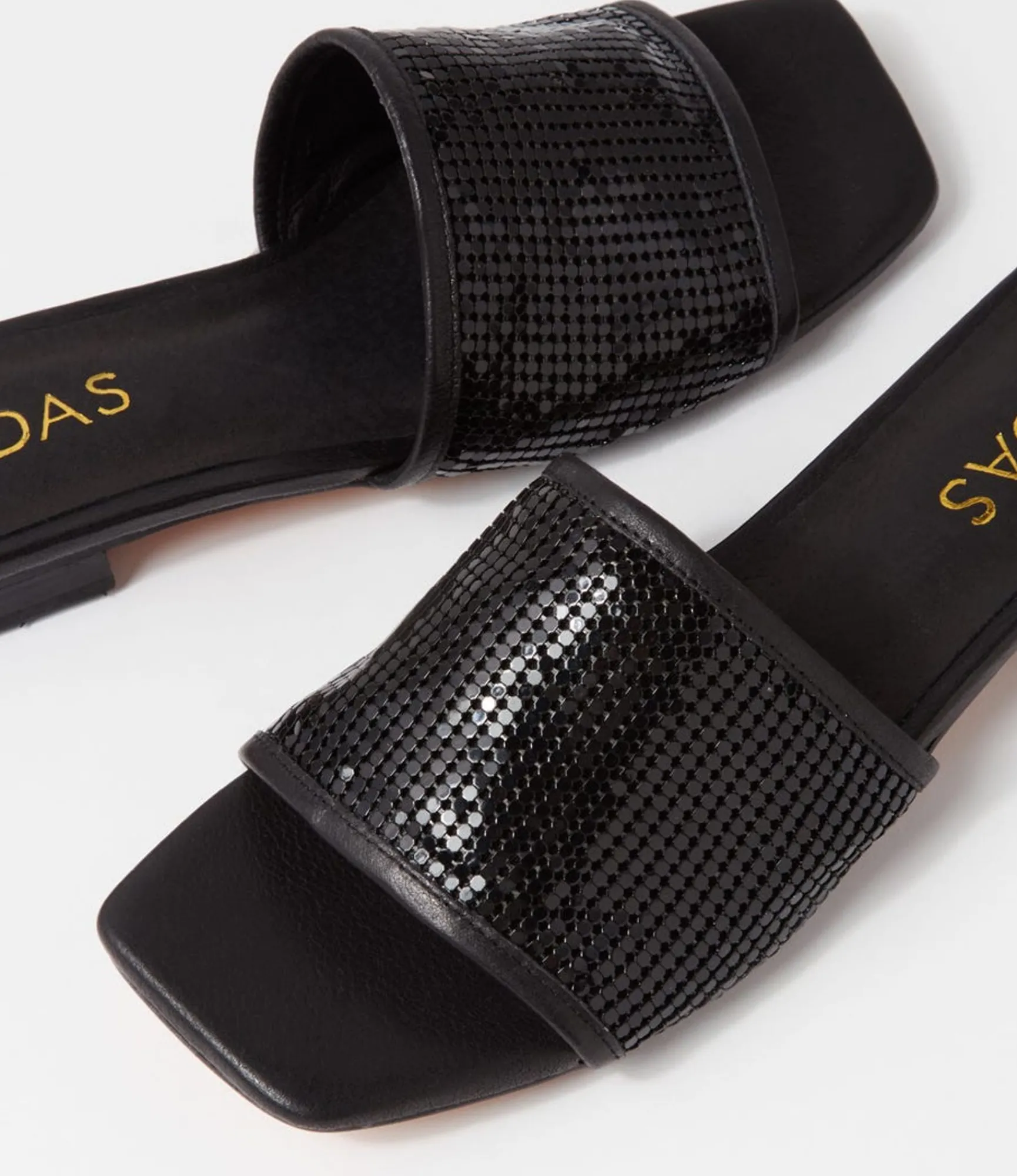 Best Sale Midas Shoes Kyli Black Metal Leather Slides