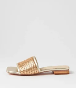 Discount Midas Shoes Kyli Gold Metal Leather Slides