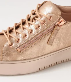 New Midas Shoes Laiken Rose Gold Scratch Pink Leather Sneakers