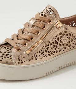 Hot Midas Shoes Landry Champagne Almond Shine Leather Sneakers