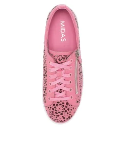 Fashion Midas Shoes Landry Pretty Pink Leather Sneakers Ws