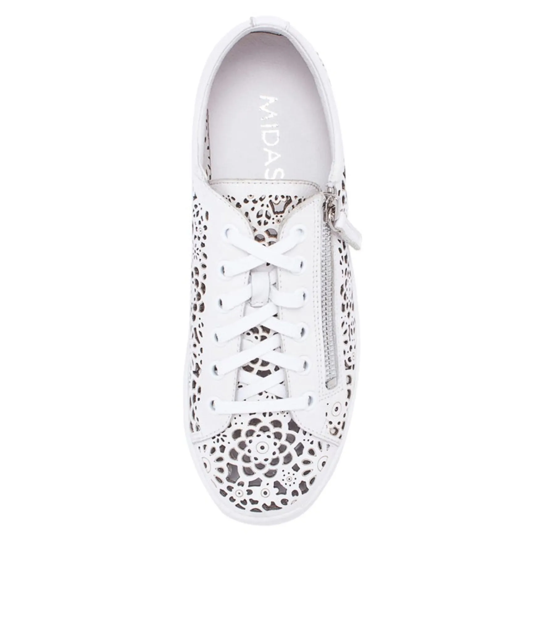 New Midas Shoes Landry White Leather Sneakers Ws