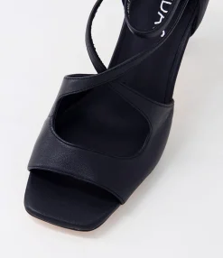 Sale Midas Shoes Laney Black Leather Sandals