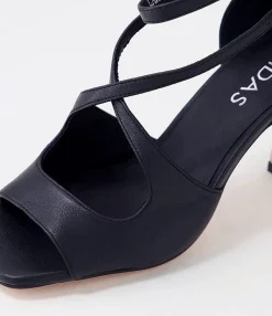 Sale Midas Shoes Laney Black Leather Sandals