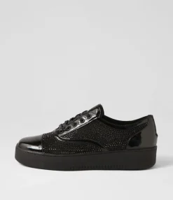 Cheap Midas Shoes Lannet Black Patent Mesh Sneakers