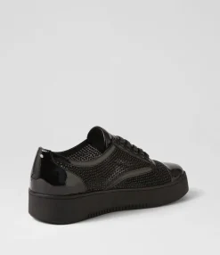 Cheap Midas Shoes Lannet Black Patent Mesh Sneakers